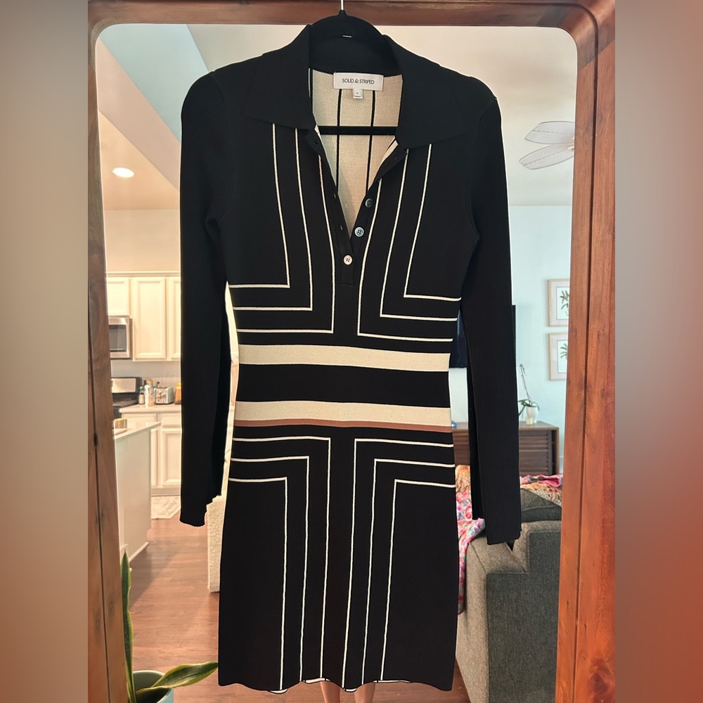 Solid & Striped Black and White Geometric Dress